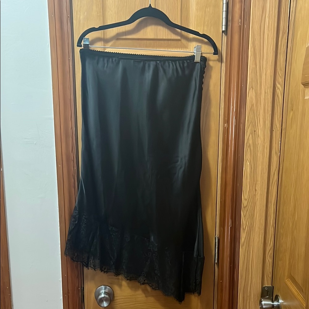 Anthropologie Elegant Black Lace Trim Skirt